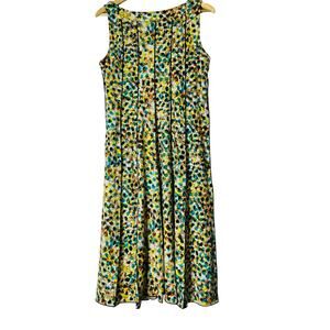 ILE New York Multicolor Floral Sleeveless Dress Size 14 Pleated A‑Line Stretch